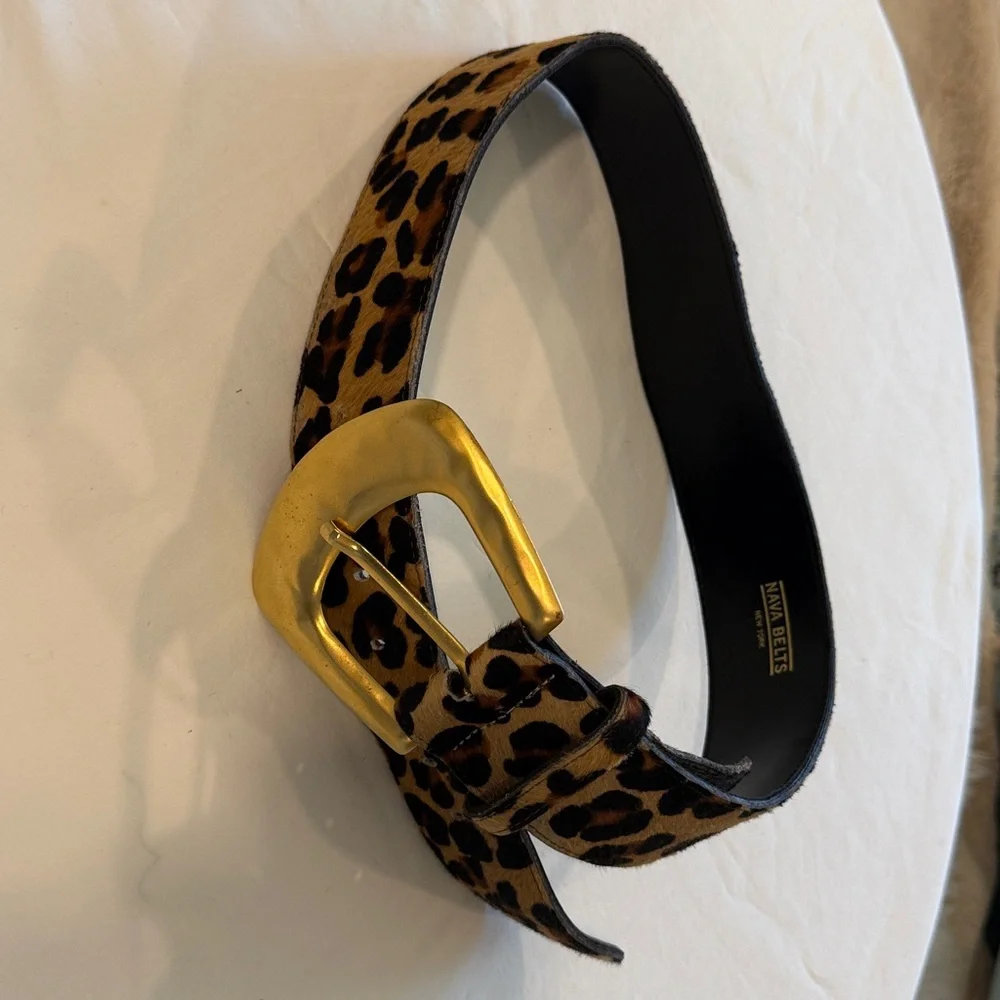 Nava/New York Leopard‎ Belt/Brass Buckle